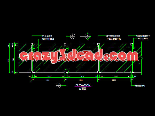 Glass railing CAD details